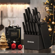 15-Piece Kitchen Knife Set with Built-in Sharpener