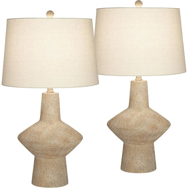 Rustic Mid-Century Lamp-  Set of 2