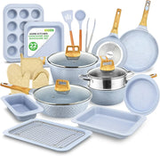 22-Piece Moon Grey Collection Cookware/Bakeware Set